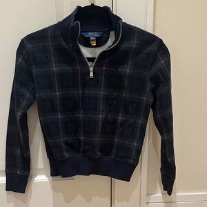Polo Ralph Lauren Navy and Plaid Zip Sweater
